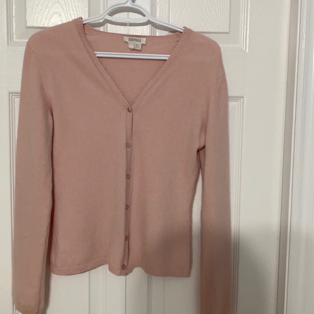 100% Cashmere Pink Button-up Cardigan